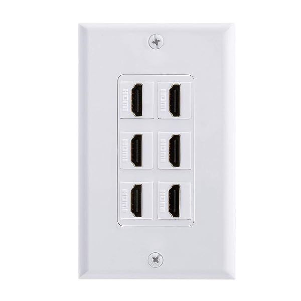 TENINYU 6-Port HDMI Wall Plate: 4K 60Hz HDR & 3D Support for Projectors & Home Theaters