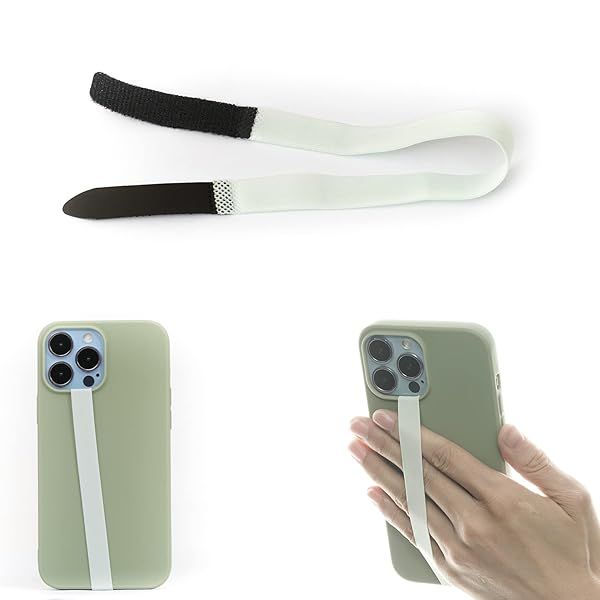 TFY Elastic Phone Strap, Universal Slim Hand Finger Grip, Non-slip Cell Phone Holder, fit Most Smartphones Case - 2 Pieces (Green)