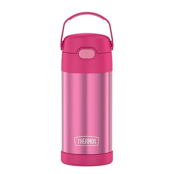 THERMOS FUNTAINER 12oz Pink Water Bottle with Straw - Kids Stainless Steel Vacuum Insulated Design