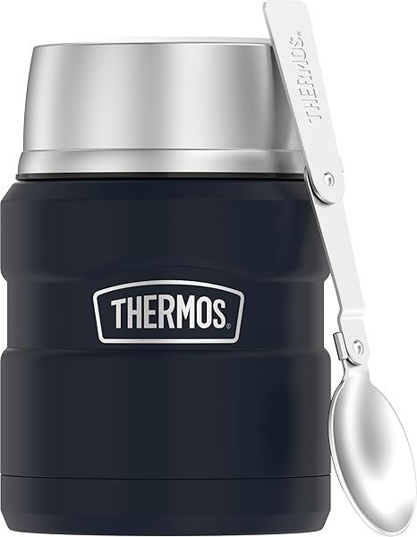 THERMOS Stainless King 16oz Vacuum-Insulated Food Jar with Spoon - Midnight Blue | Keep Food Hot or Cold!