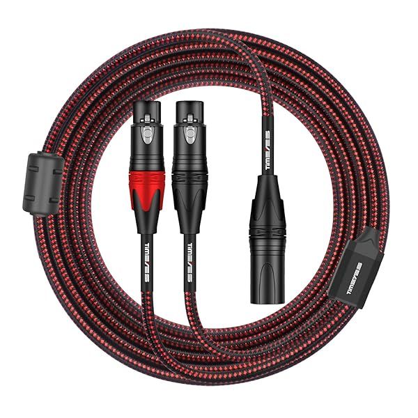 TIMEYES XLR Y-Splitter Audio Cable - 1 XLR Male to 2 XLR Female Balanced Microphone Patch Cable - 3FT Dual XLR Female to XLR Male Bi-Directional
