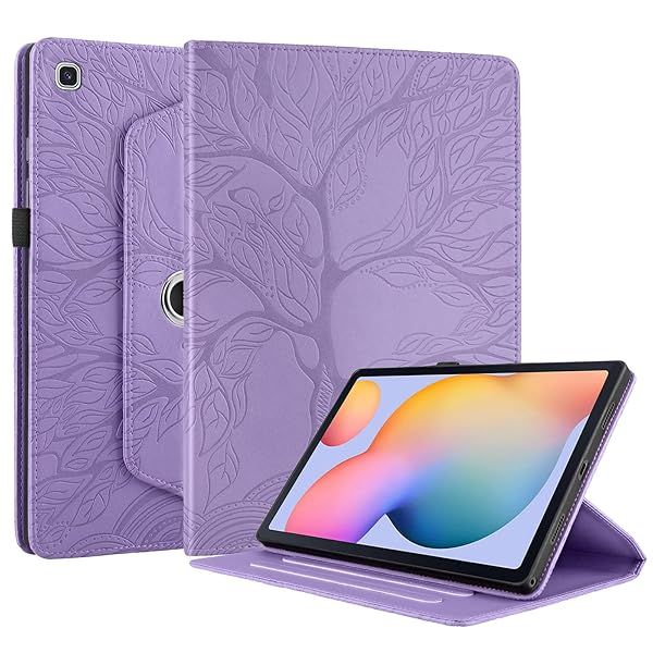 TIPOYOROO 360 Rotating Case for Samsung Galaxy Tab S6 Lite 2020 2022 Premium PU Leather Cover with Pen Holder Purple