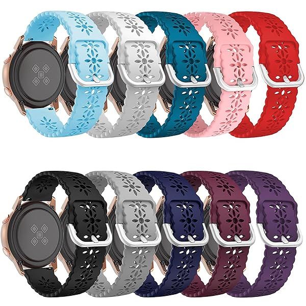 TOOLAIK Lace Silicone Band Compatible with Samsung Galaxy Watch 7 6 5 4, Galaxy Watch 4 6 Classic 46mm 42mm, 41mm Bands Samsung Active 2 Band 40mm