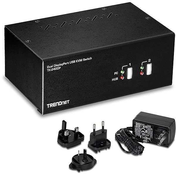 TRENDnet TK-240DP 2-Port Dual Monitor KVM Switch: 4K UHD, Audio, USB Hub for DisplayPort Monitors