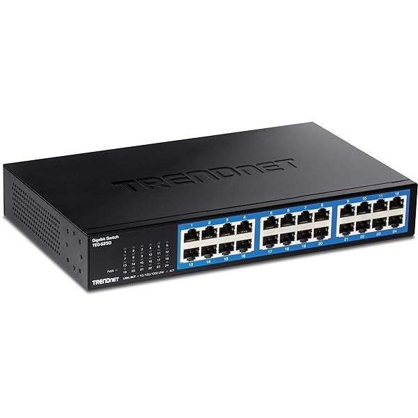 TRENDnet 24-Port Gigabit Desktop Switch TEG-S25D: Fast, Fanless, Metal Design with 48Gbps Capacity & Lifetime Protection