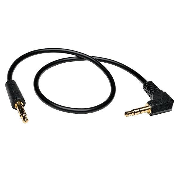 TRIPP LITE P312-001-RA 1ft 3.5mm Mini Stereo Audio Cable with Right Angle Plug - Black