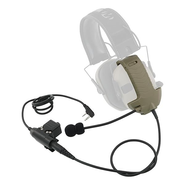 TSVISIONCORE Microphone and PTT for Walkerrazor Noise Cancelling Headphones Airsoft?Tan?