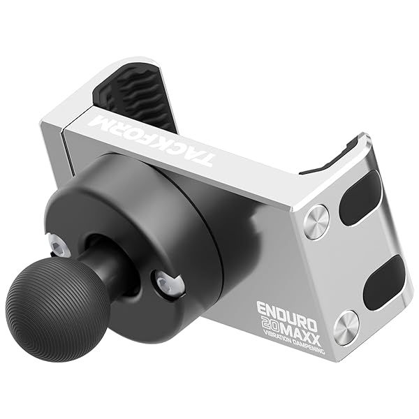 Tackform Enduro 20MAXX Vibe Chrome Phone Holder - Vibration Dampening - Grip Optimized for Motorcycle and Harsh Off Road Terrain | 20mm Aluminum Ball
