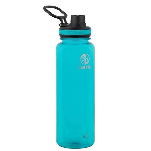 Takeya Tritan 40 oz Sports Water Bottle with Spout Lid - Ocean Color, Durable & BPA-Free