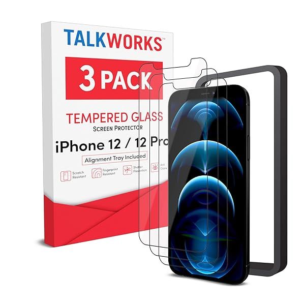 TalkWorks Premium Tempered Glass Screen Protector for iPhone 12 13 14 Pack of 3 Anti-Glare Ultra Thin Crack Proof with Installation Tray
