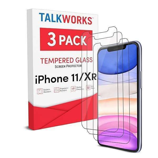 TalkWorks iPhone 11 & XR Screen Protector 3-Pack - 9H Tempered Glass, Shatterproof, HD Clarity, 0.33mm Durable Film