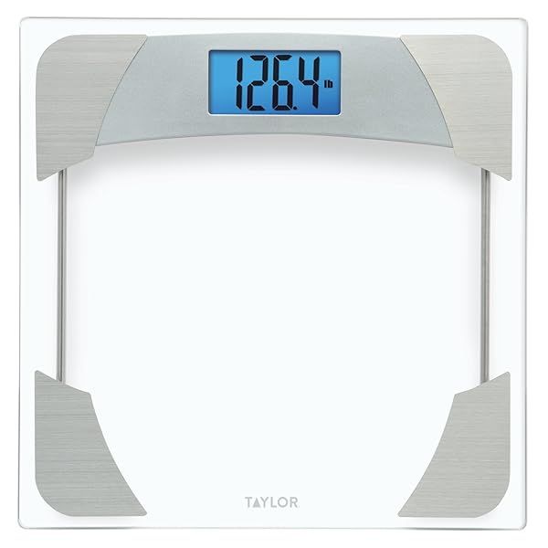 Taylor Digital Glass Bathroom Scale 400 Lb Capacity with Stainless Steel Accents for Accurate Weight Measurement