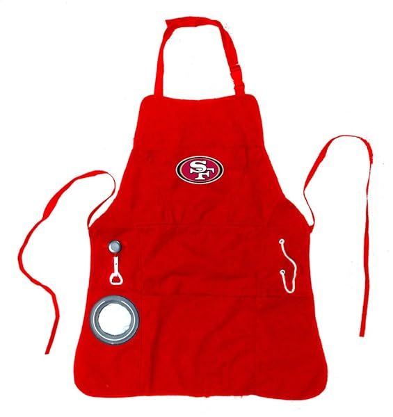 Team Sports America NFL San Francisco 49ers Ultimate Grilling Apron with Bottle Opener Insulated Beverage Holder Heavy Duty Cotton Canvas