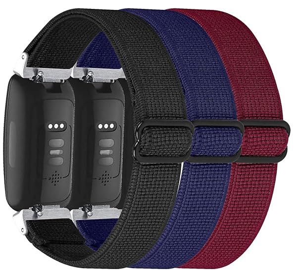 TenCloud Elastic Watch Band for Fitbit Inspire 2 Soft Breathable Stretchy Fabric Replacement Wristband in Black Navy Red
