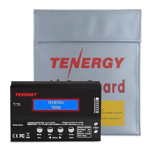 Tenergy 1S-6S Digital Battery Pack Charger for LiFe LiPo NiCd NiMH with Tamiya JST EC3 HiTec Deans Connectors and Lipo Bag