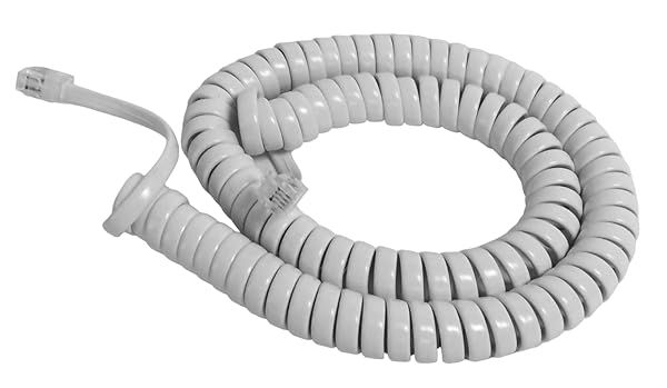 VoIP Lounge 12ft White Curly Coil Cord for Panasonic KXT KXDT KXNT Phones - High-Quality Handset Receiver