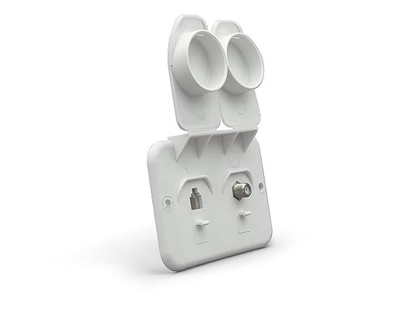 Thetford B&B Molders RV Replacement Parts Dual Phone Cable TV Plate Jack Covers Polar White PN 94322