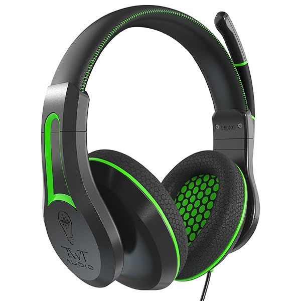 ThinkWrite Technologies Victory 250XG, Premium Over-Ear PC and Gaming Console Headset, Wired Headphones for Gaming with 3.5mm Jack, Green