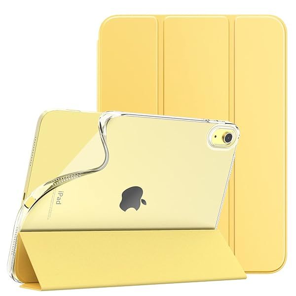 TiMOVO Slim Stand Case for iPad 10th Generation 2022 Soft TPU Back Cover Smart Folio Protective Leather Case Light Yellow