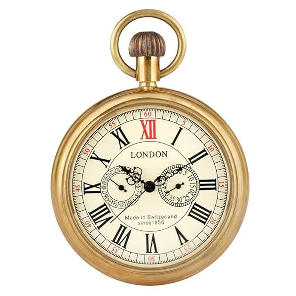 Tiong Vintage Copper Design Hand Winding Mechanical Pocket Watch for Men