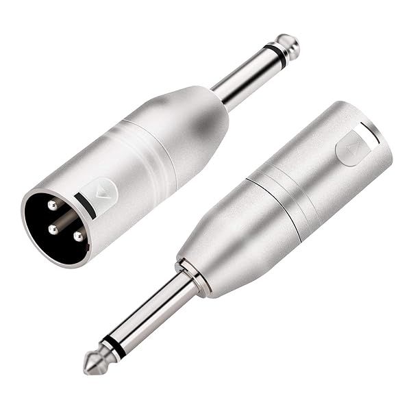 Tisino 1/4 Inch TS Mono to XLR Adapter 2 Pack Unbalanced Quarter Inch 6.35mm Male to XLR Male Connectors