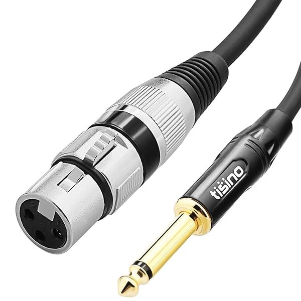 Tisino 25 FT Female XLR to 1/4 TS Mono Jack Unbalanced Microphone Cable for Dynamic Microphones
