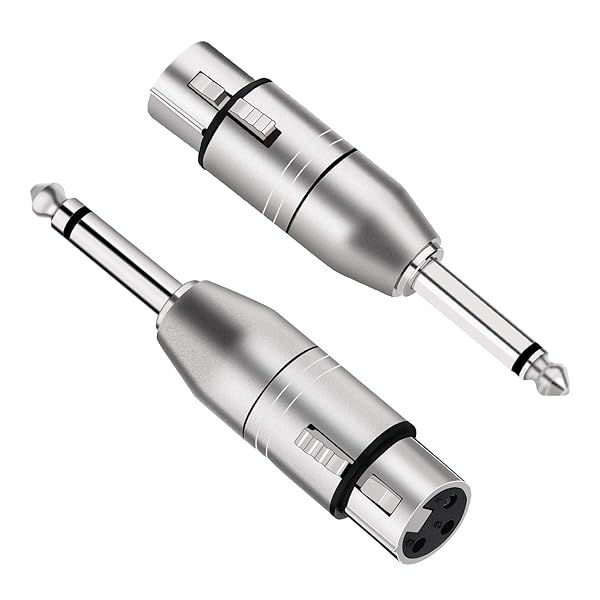 Tisino XLR Female to 1/4 Inch TS Mono Adapter 2 Pack Unbalanced Female XLR to Quarter Inch 6.35mm Male Adapters