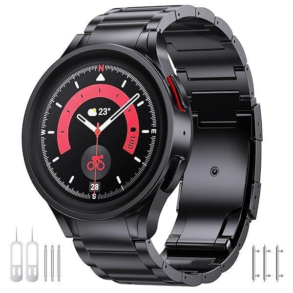 Titanium Band Compatible with Samsung Galaxy Watch 7 40mm 44mm Galaxy Watch 6 Classic 43mm 47mm Galaxy Watch 5 Pro 45mm Galaxy Watch 4 Classic 46mm,