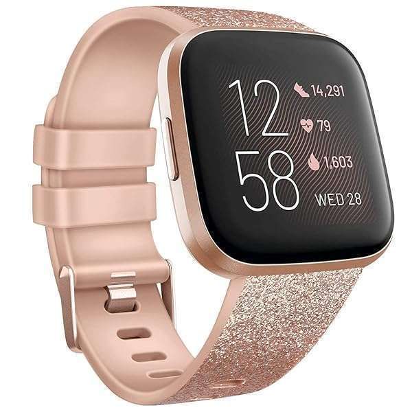 Shop Tobfit Sport Bands for Fitbit Versa 2/Versa Lite - Glitter Rose Gold TPU Wristbands for Men & Women