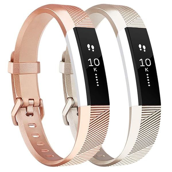Tobfit Waterproof Sport Bands for Fitbit Alta Alta HR Ace Soft TPU Replacement Wristbands Small Champagne Gold Rose Gold