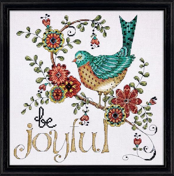 Shop Tobin DW2789 Heartfelt Be Joyful Cross Stitch Kit - 10x10 Inch, 14 Count for Creative Crafting Fun!