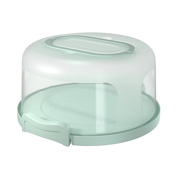Top Shelf Elements Round Cake Carrier Two Sided Holder and Serving Tray Portable Fits 10 Inch Cake Green