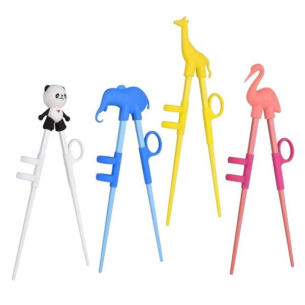 Easy-to-Use Cute Animal Shape Training Chopsticks for Kids & Beginners - 4 Pack for Right/Left Handed Use