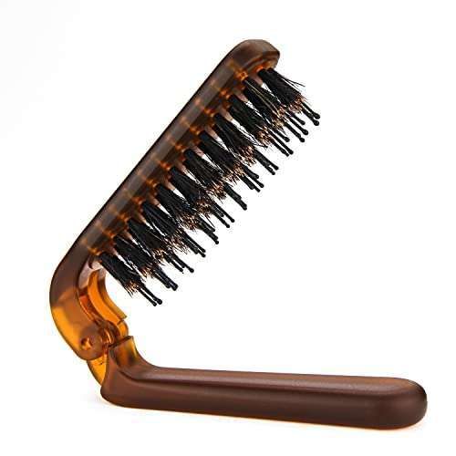 Travel Folding Hair Brush: Portable Boar Bristle Mini Brush for All Hair Types - Perfect for Men, Women & Kids