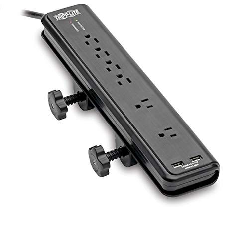 Tripp Lite 6-Outlet Surge Protector with USB, 6ft Cord & 2100 Joules - TLP606DMUSB Black Power Strip