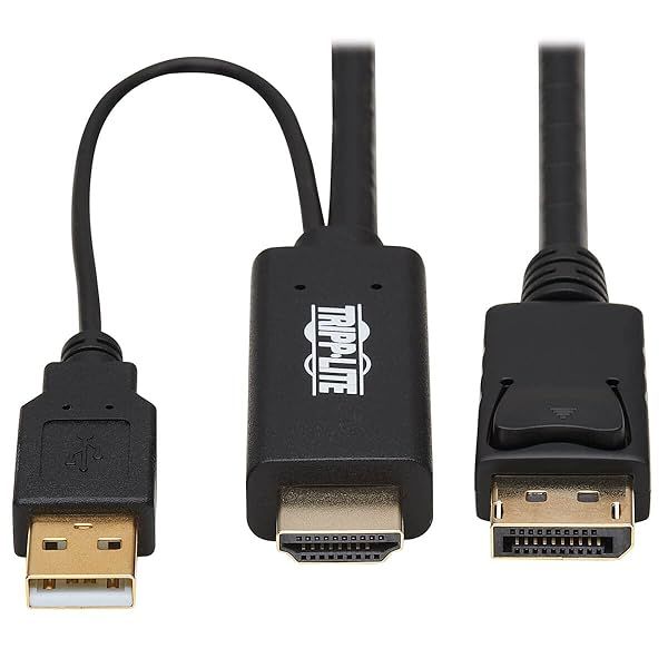 Tripp Lite HDMI to DisplayPort Adapter Cable 4K 2M - Active USB Power M/M (P567-02M) for High-Quality Video