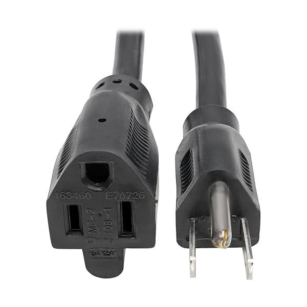 Tripp Lite P024-003 Heavy-Duty 3-Ft Power Extension Cord 15A, 14AWG - NEMA 5-15P to 5-15R, Durable Black Cable