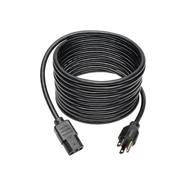 Tripp Lite 15ft Power Cord 10A 18AWG NEMA 5-15P to IEC-320-C13 - Reliable Black Computer Cable