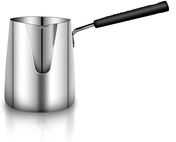 Turkish Coffee Pot Stainless Steel Milk and Coffee Warmer 20 OZ 600 ML Ibrik Cezve Arabic Briki Chocolate and Butter Melting Pot