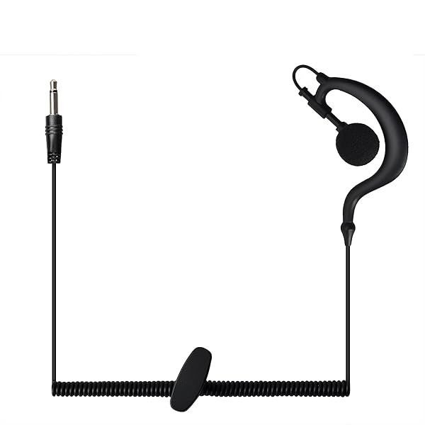 UAYESOK G Shape 3.5mm Police Earpiece Soft Ear Hook Surveillance Headset for Radio Speaker Mics Black