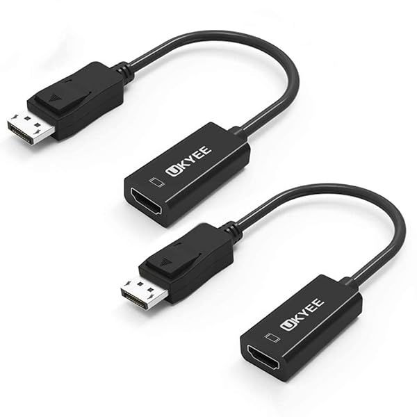 UKYEE DisplayPort to HDMI Adapter 2-Pack - 1080P Converter for PC, Monitor, Projector & HDTV
