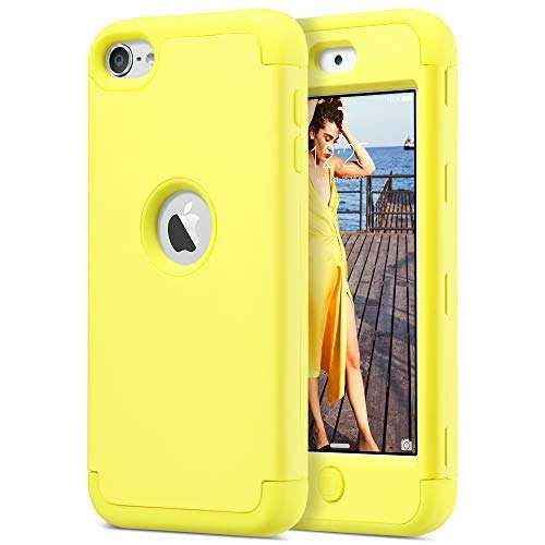ULAK Heavy Duty iPod Touch 7 Case - Shockproof Protective Cover for 5th, 6th & 7th Gen - Yellow