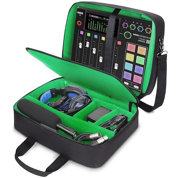 USA GEAR Audio Mixer Case - Podcast Mixer Travel Case with Scratch-Resistant Interior and Customizable Storage - Compatible with RODECaster Pro,