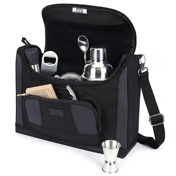 USA GEAR Travel Bartending Bag - Water-Resistant Shoulder Bag for Bartender Kits with Customizable Interior