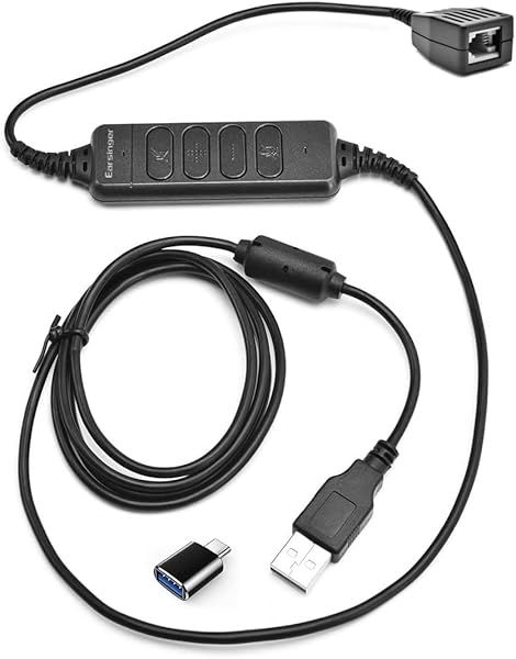 USB A & C to RJ9 Adapter for Plantronics, Jabra & Sennheiser DECT Headsets - Connect CS520, W740, Voyager Legend & More