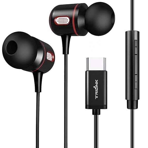 USB C Headphones with Mic & Volume Control - Compatible with iPhone 15, iPad Pro, MacBook, Google Pixel, Samsung Galaxy