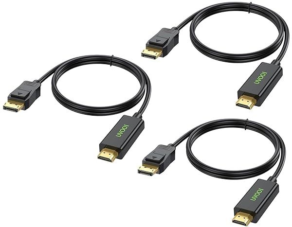 UVOOI DisplayPort to HDMI Cable 3 Pack 6 Feet 1080P Audio Video Cord for Computer Monitor Projector TV