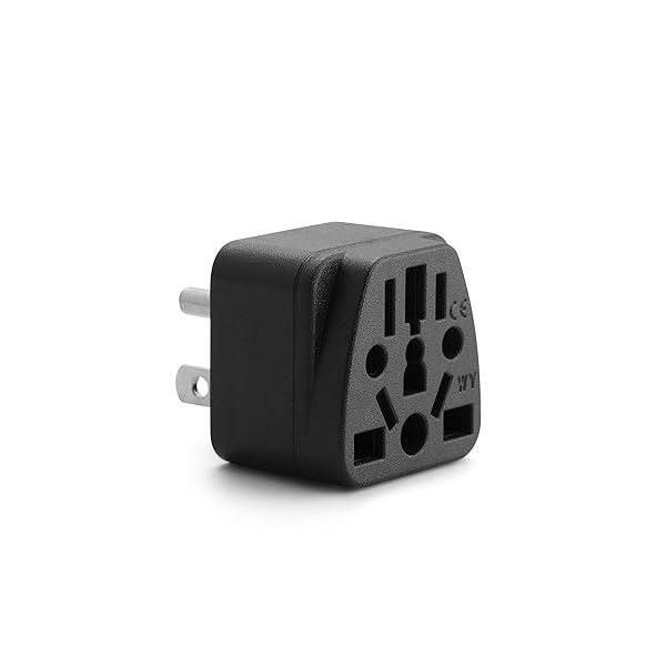 Unidapt US Travel Plug Adapter for EU AU UK NZ CN to USA Type B Grounded 3 Prong Wall Plug Power Outlet Charger 1-Pack