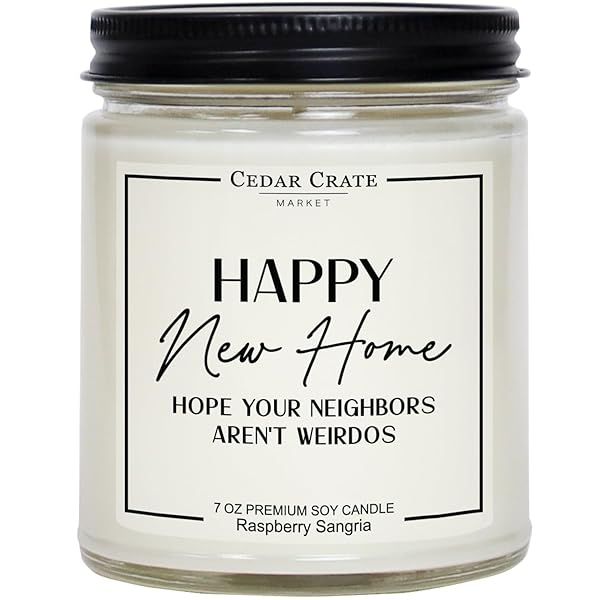 Cedar Crate Market House Warming Gifts New Home Funny New Homeowner Candle for Women and Men, First Apartment Essentials, Closing Gift for Home