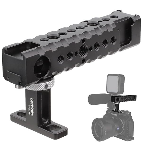 Universal Camera Top Handle Grip for DSLR Cage Video Rig with Shoe Mount for LED Lights and Microphones